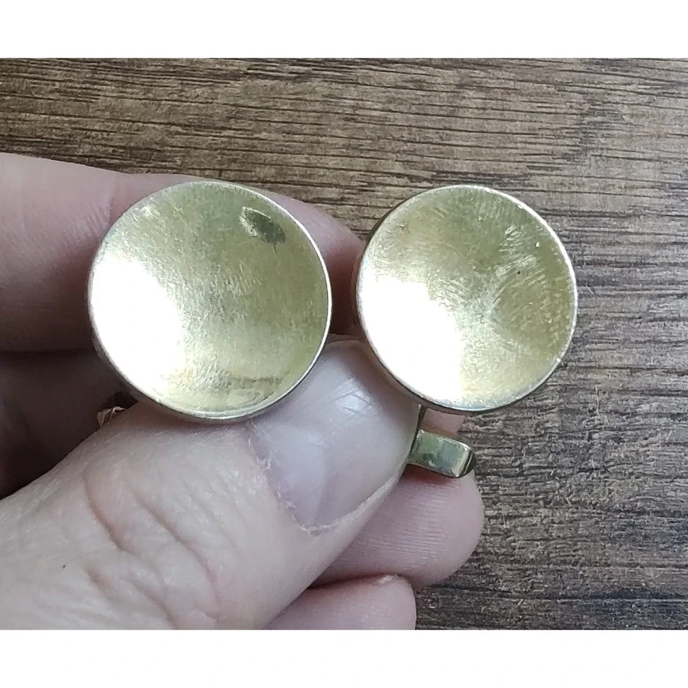 Vintage Swank Round Gold Tone Mens Cufflinks  minimalist J226